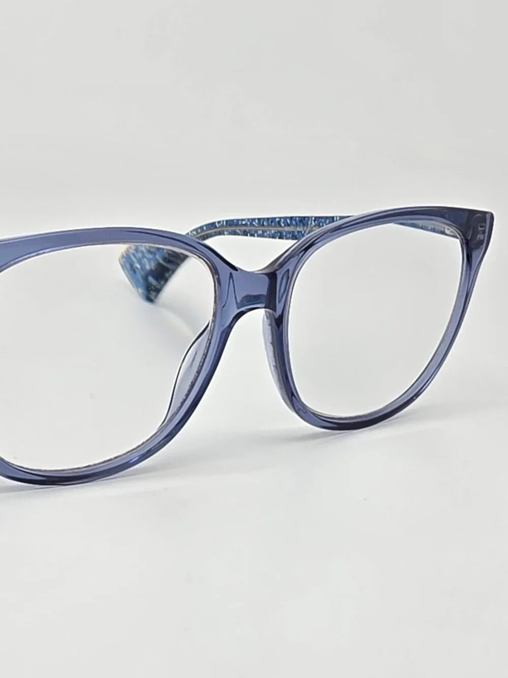 Marc Jacobs Marc 430 PJP Transparent Blue Glitter Cat Eye Eyeglasses Frame 53mm